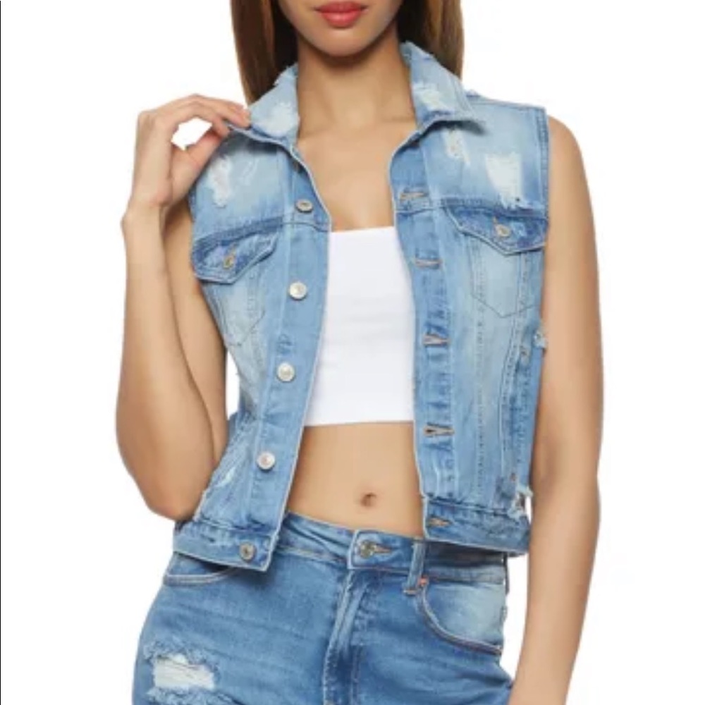 Almost Famous Light Washed Denim Vest